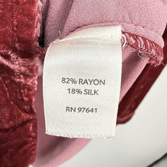 J Jill Small Silk Blend Crushed Velvet Button Up Top Lt. Burgundy Romantic Y2K - Picture 8 of 11